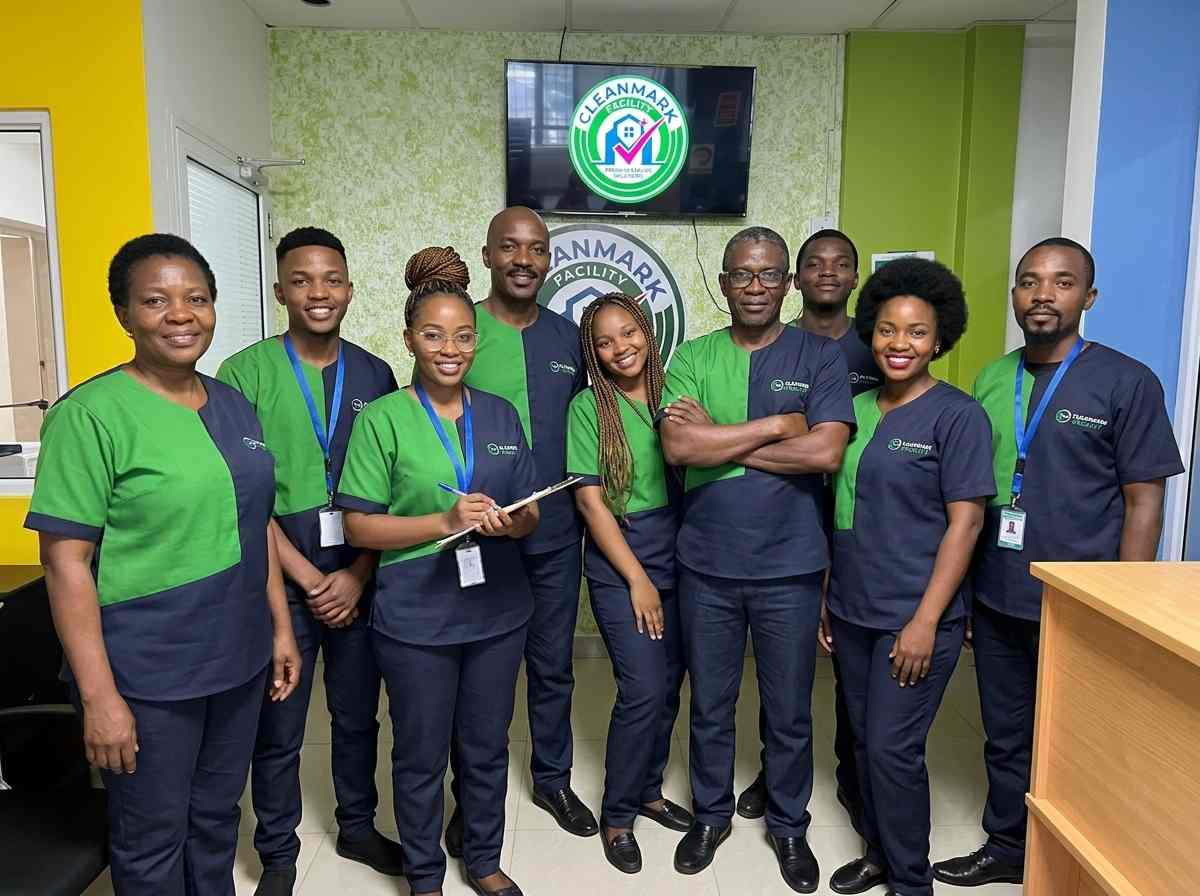 The Cleanmark Facilities team in uniform at our Nairobi office